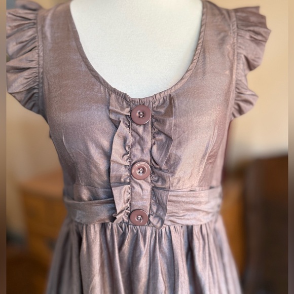NWT Poetry Metallic Taupe Brown Dress - Picture 3 of 13